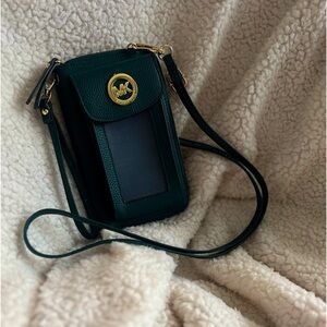 Monogrammed forest green crossbody